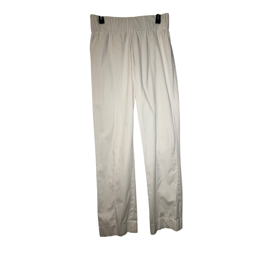 BCBGMAXAZRIA Womens White Elastic Waist Straight Leg Pull On Trousers Pants